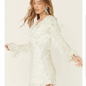 White, Floral, mini dress